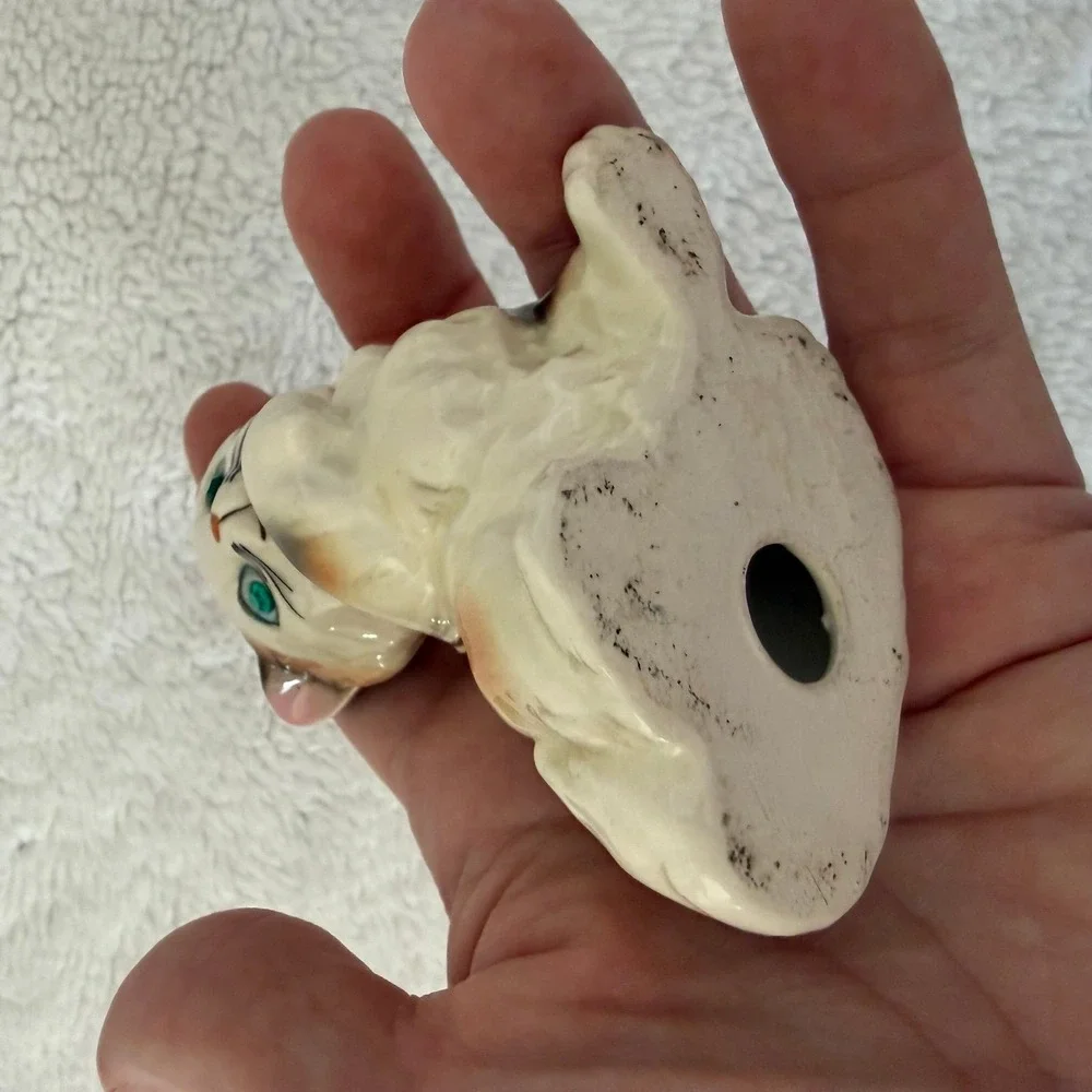 Vintage Ceramic Kitten Japan Cat Green Gem Eyes 3